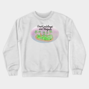 Archipiélago Los Roques watercolor Island travel, beach, sea and palm trees. Holidays and rest, summer and relaxation Crewneck Sweatshirt